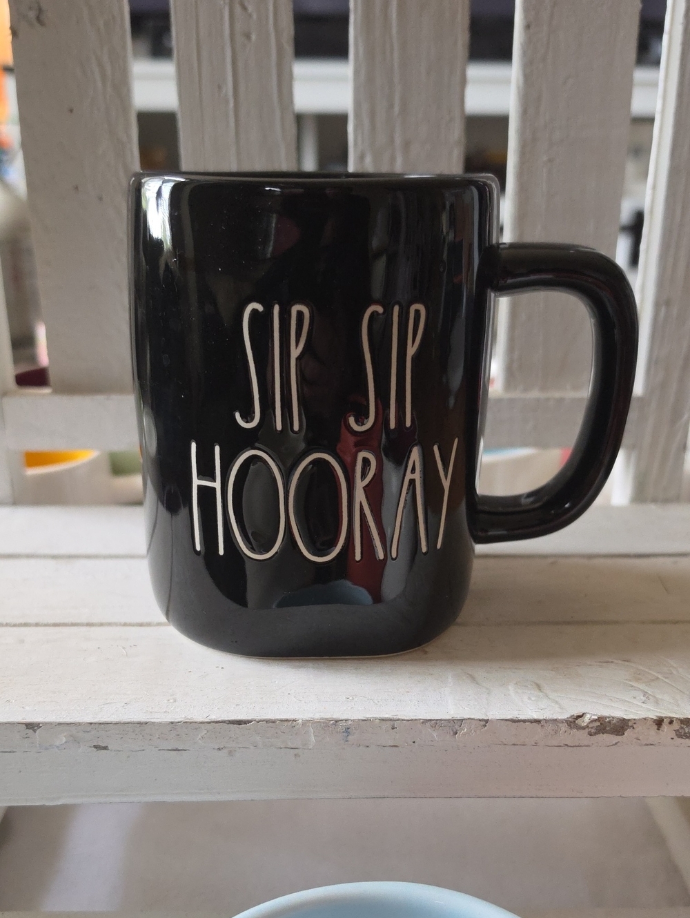 Rae Dunn Black "Sip Sip Hooray" Mug